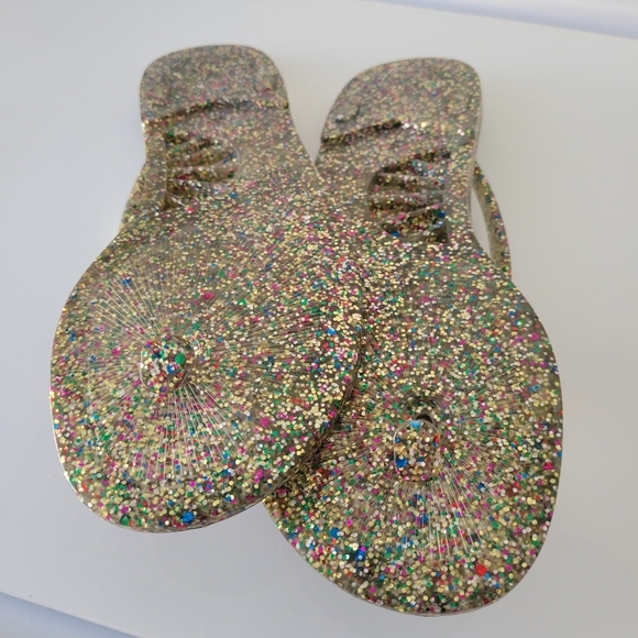 Kate Spade Jelly Flip Flop Sandals / Dark Confetti and Hot Pink / Size X - Picture 4 of 4